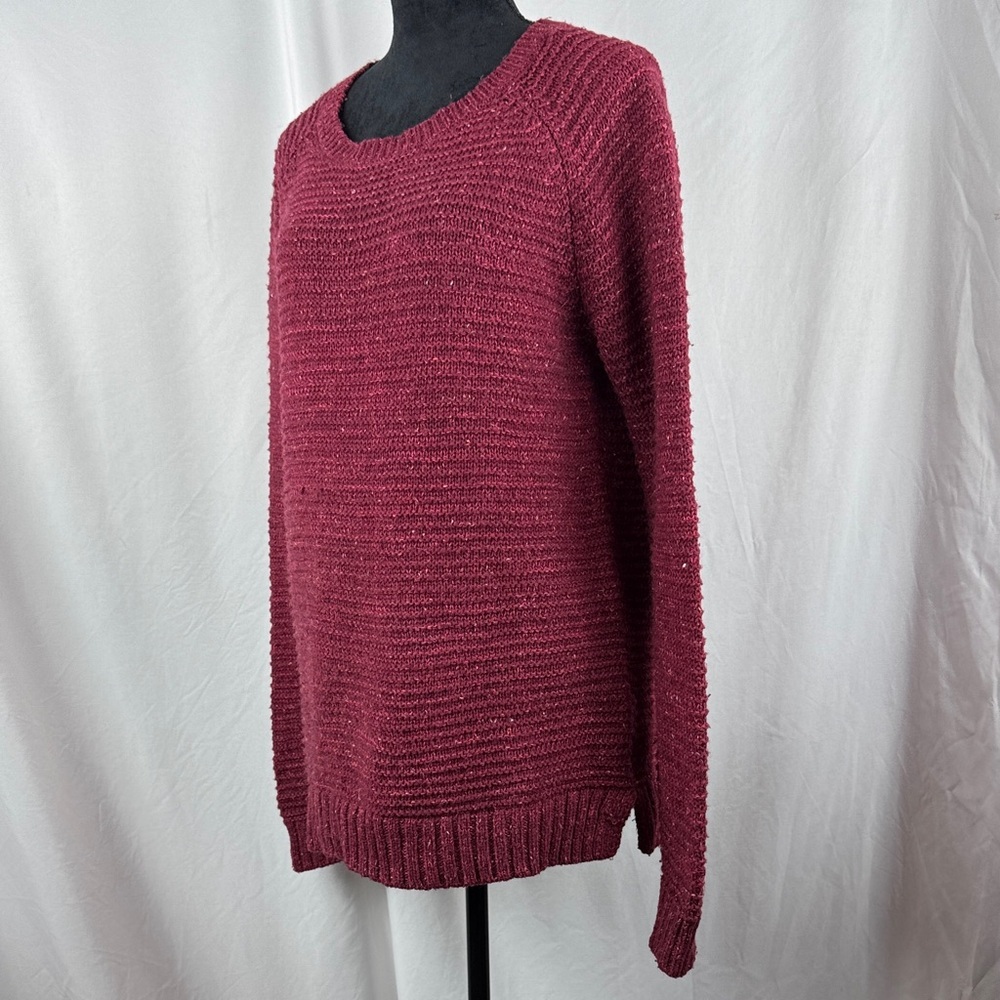 Faded Glory Long Sleeve Pull On Burgundy Sweater - Picture 2 of 6
